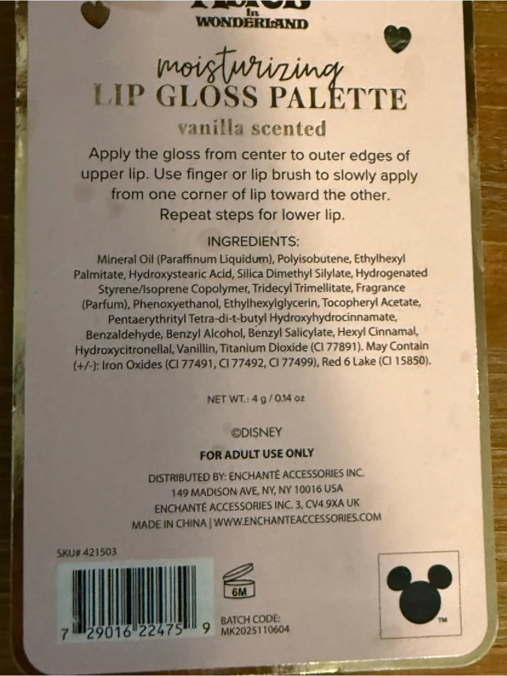 Disney Alice in Wonderland Queen of Hearts Lip Gloss Palette